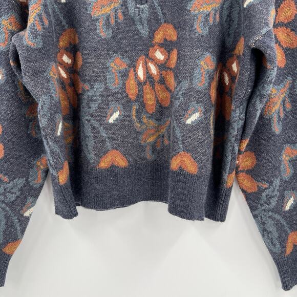 Current Air Anthropologie Sweater Jacquard Half Zip Denim Blue Multi Size Medium - Picture 5 of 10
